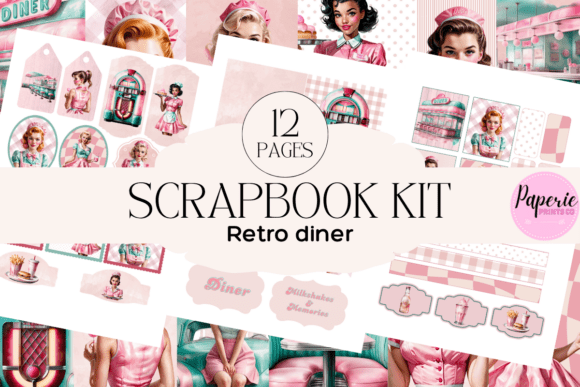 Download Retro Diner Scrapbook Kit Printable - Scrapbook kit Collection