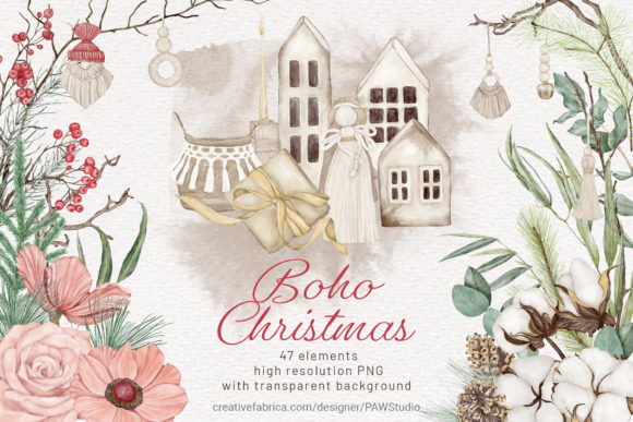 Download Christmas Boho Watercolour Clipart - Watercolour Collection