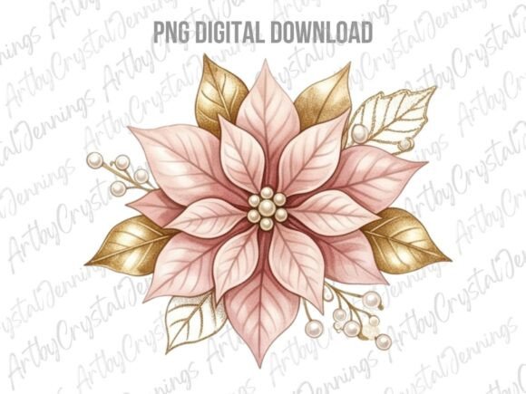Download Pink and Gold Poinsettia Clipart PNG - Old Collection