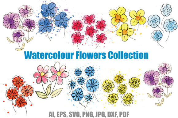 Download 16 Watercolour Wildflower Flower Designs - Watercolour Collection