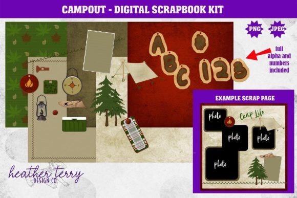 Download Campout Camping Digital Scrapbook Kit - Scrapbook kit Collection