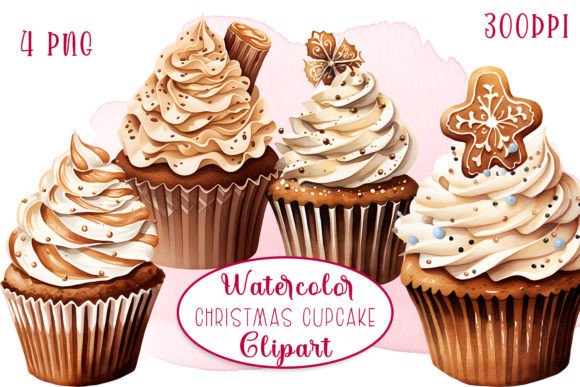 Download Christmas Cupcakes Watercolour Clipart - Watercolour Collection