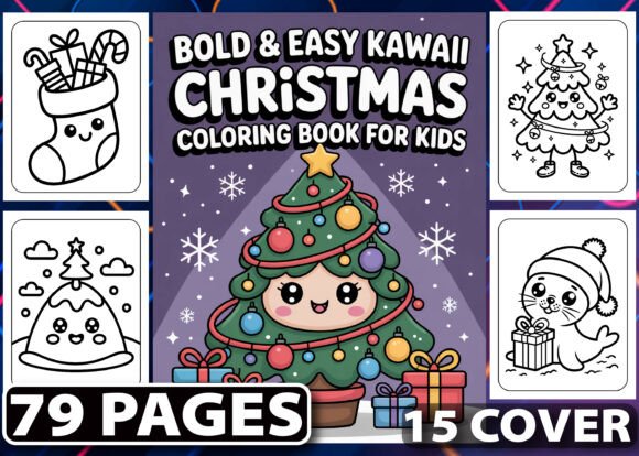 Download Bold &amp; Easy Kawaii Christmas Coloring - Old Collection